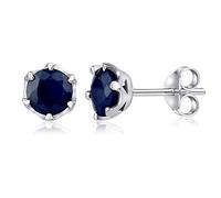 SILVEGO Damen Ohrringe aus 925 Sterling Silber mit echtem Saphir 6 mm Ohrstecker