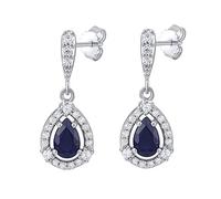 SILVEGO Damen Ohrringe aus 925 Sterling Silber mit echtem Saphir Ohrringe Steckerverschluss