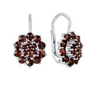 SILVEGO Damen Ohrringe aus 925 Sterling Silber mit echten Granaten Blume