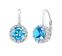 SILVEGO Damen Ohrringe aus 925 Sterling Silber mit hellblauem Kristall
