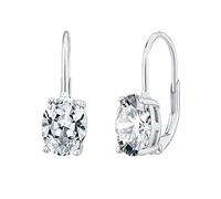 SILVEGO Damen Ohrringe aus 925 Sterling Silber mit klarem ovalem Zirkonia