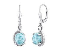 SILVEGO Damen Ohrringe aus 925 Sterling Silber mit natürlichem hellblauem Edelstein Larimar