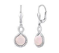 SILVEGO Damen Ohrringe aus 925 Sterling Silber mit natürlichem Rosenquarz