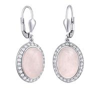 SILVEGO Damen Ohrringe aus 925 Sterling Silber mit natürlichem Rosenquarz