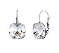 SILVEGO Damen Ohrringe aus 925 Sterling Silber mit Swarovski Crystals Quadrat Klar