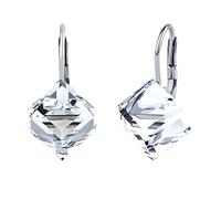 SILVEGO Damen Ohrringe aus 925 Sterling Silber mit Swarovski Crystals Würfel Klar