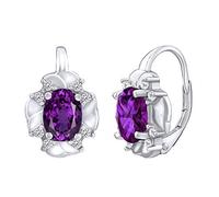 SILVEGO Damen Ohrringe aus 925 Sterling Silber mit synthetischem Amethyst