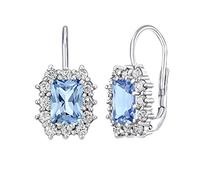 SILVEGO Damen Ohrringe aus 925 Sterling Silber mit synthetischem blauem Topas Form Rechteck