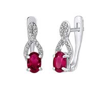 SILVEGO Damen Ohrringe aus 925 Sterling Silber mit synthetischem Rubin