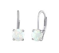 SILVEGO Damen Ohrringe aus 925 Sterling Silber mit synthetischem weißem Opal