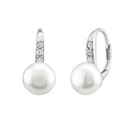 SILVEGO Damen Ohrringe aus 925 Sterling Silber mit weißer Perle und Zirkonia