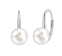 SILVEGO Damen Ohrringe aus 925 Sterling Silber mit weißer, schwarzer oder rosa Perle Swarovski Crystals