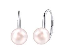 SILVEGO Damen Ohrringe aus 925 Sterling Silber mit weißer, schwarzer oder rosa Perle Swarovski Crystals