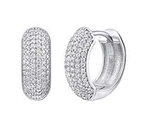 SILVEGO Damen Ohrringe aus 925 Sterling Silber mit Zirkonia Klappcreolen 7 x 18 mm