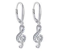 SILVEGO Damen Ohrringe aus 925 Sterling Silber mit Zirkonia Violinschlüssel