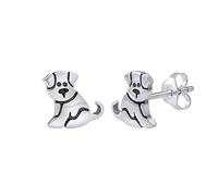 SILVEGO Damen Ohrringe aus 925 Sterling Silber Ohrstecker Hund