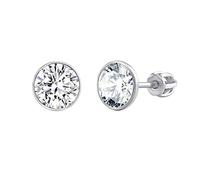 SILVEGO Damen Ohrringe aus 925 Sterling Silber Ohrstecker mit klaren Zirkonia Brilliance Zirconia 8 mm