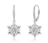 SILVEGO Damen Ohrringe aus 925 Sterling Silber Swarovski Zirconia Schneeflocke