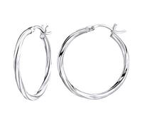 SILVEGO Damen Ohrringe Creolen aus 925 Sterling Silber 3 cm x 2,3 mm