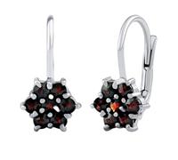 SILVEGO Damen Ohrringe FLORET aus 925 Sterling Silber mit echten Granaten aus Tschechien