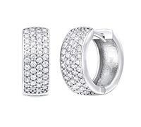 SILVEGO Damen Ohrringe Klappcreolen aus 925 Sterling Silber mit Zirkonia