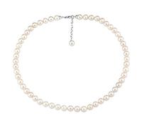 SILVEGO Damen Perlenkette mit weißen Süßwasser-Zuchtperlen, Verschluss aus 925 Sterling Silber