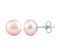 SILVEGO Damen Perlenohrringe 925 Sterling Silber hypoallergene Ohrstecker rosa Perlen, hohe Qualität, Silber rhodiniert, nickelfrei