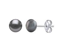 SILVEGO Damen Perlenohrringe - 925 Sterling Silber, hypoallergene Ohrstecker Süßwasserperlen 6 mm, hohe Qualität Silber rhodiniert, nickelfrei