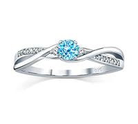 SILVEGO Damen Ring aus 925 Sterling Silber mit echtem blauem Topas Swiss und Brilliance Zirconia