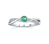 SILVEGO Damen Ring aus 925 Sterling Silber mit echtem grünem Smaragd und Brilliance Zirconia