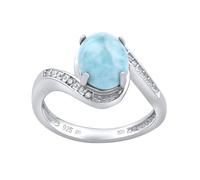 SILVEGO Damen Ring aus 925 Sterling Silber mit natürlichem Larimar