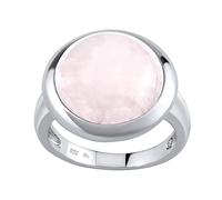 SILVEGO Damen Ring aus 925 Sterling Silber mit natürlichem Rosenquarz 15 mm