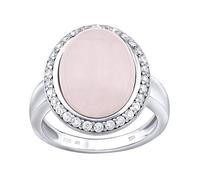 SILVEGO Damen Ring aus 925 Sterling Silber mit natürlichem Rosenquarz und Zirkonia