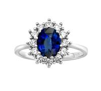 SILVEGO Damen Ring aus 925 Sterling Silber mit synthetischem Saphir Ring der Prinzessin Kate