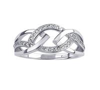 SILVEGO Damen Ring aus 925 Sterling Silber mit Zirconia Geflochten