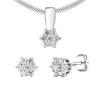SILVEGO Damen Schmuck-Set aus 925 Sterling Silber mit Swarovski Zirconia Ohrringe und Halskette mit Anhänger