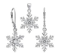 SILVEGO Damen Schmuck-Set aus 925 Sterling Silber Schneeflocke Ohrringe und Anhänger