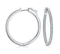 SILVEGO Damen Silber Creolen aus 925 Sterling Silber mit Zirkonia 3 cm