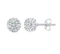 SILVEGO Damen Ohrringe aus 925 Sterling Silber mit Swarovski Crystals Kugel Ohrstecker