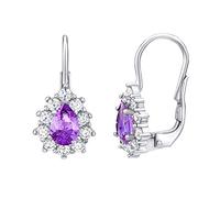 SILVEGO Mädchen Lila Ohrringe aus 925 Sterling Silber Tropfen mit klaren und lila Zirkonia Brilliance Zirconia