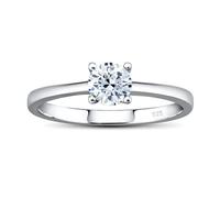 SILVEGO Verlobungsring MADISON 925 Sterling Silber rhodiniert mit Swarovski Zirconia, nickelfreier und hypoallergener Solitärring hochwertige Qualität