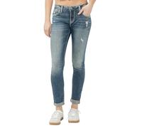 Silver Jeans Co. Damen Plus Size Girlfriend Mid Rise Slim Leg Jeans, Mittlere Marmorwaschung, 24