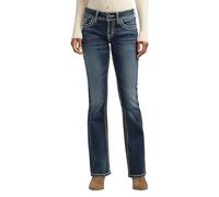 Silver Jeans Co. Damen Suki Mid Rise Curvy Fit Indigo Wash Bootcut Jeans, Indigo/Mandala-Traum, 31W x 30L