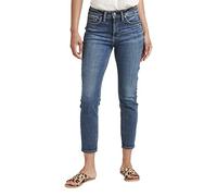 Silver Jeans Co. Damen Suki Mid Rise Curvy Fit Skinny Crop Jeans, Mittlere Waschung, Scv384, 34W x 26L