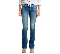 Silver Jeans Co. Damen Tuesday Low Rise Slim Bootcut Jeans, Medium Indigo Distressed, 31W x 33L