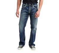 Silver Jeans Co. Herren Zac Relaxed Fit Straight Leg Jeans, Medium Indigo, 32W / 34L