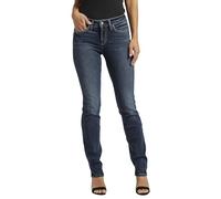 Silver Jeans Co. Suki Damenjeans, mittelhohe Taille, kurvige Passform, gerades Bein, Dunkle Waschung Edb359, 34W x 33L