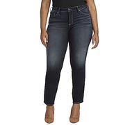 Silver Jeans Co. Suki Damenjeans, mittelhohe Taille, kurvige Passform, gerades Bein, Dunkle Waschung Edb482, 54 Mehr Kurz
