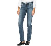 Silver Jeans Co. Suki Damenjeans, mittelhohe Taille, kurvige Passform, gerades Bein, Mittlere Sandstrahlung, 36W x 30L
