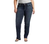 Silver Jeans Co. Damen Plus Size Suki Mid Rise Curvy Fit Slim Bootcut Jeans, Dunkles Indigo Spülung, 52 Mehr